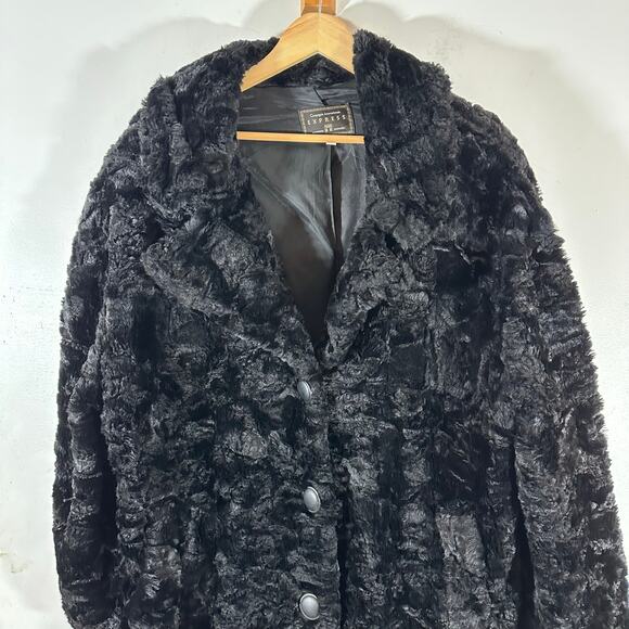 VINTAGE EXPRESS 90's Y2K faux fur bell sleeve oversized coat Womans Large - Picture 4 of 11